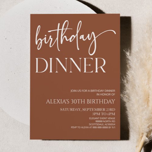 Brown Boho Bohemian Minimal Birthday Dinner Party