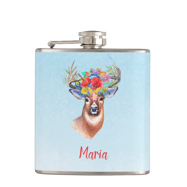 Brown Boho Deer Flask (Front)