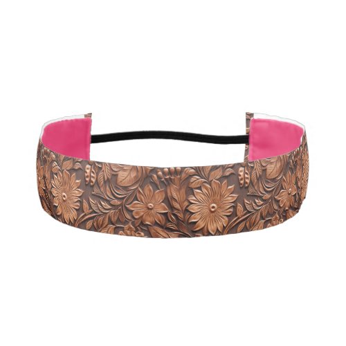 Brown Boho Floral Athletic Headband