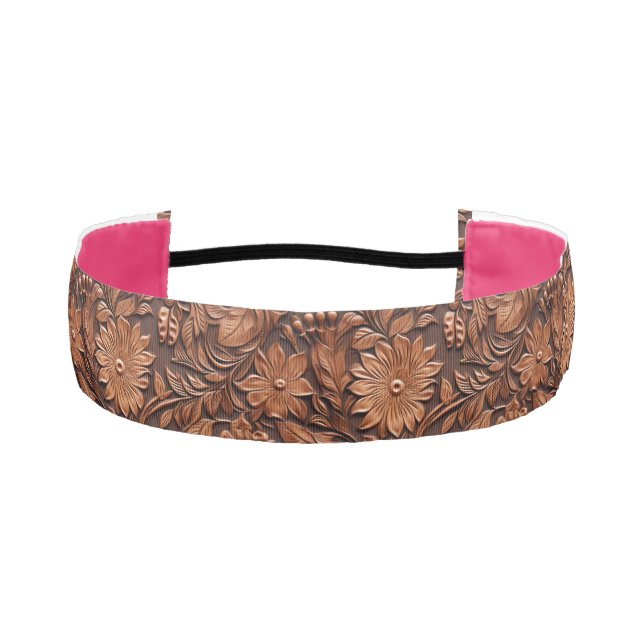 Brown Boho Floral Athletic Headband (Front)