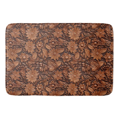 Brown Boho Floral Bath Mat