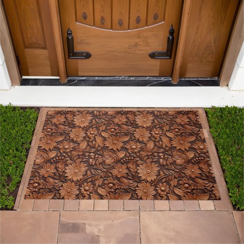 Brown Boho Floral Doormat