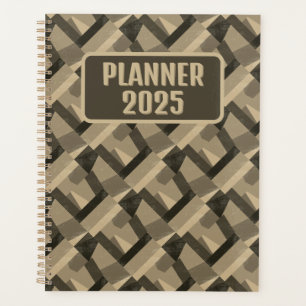Brown Boho Geometric Abstrac Customizable Planner
