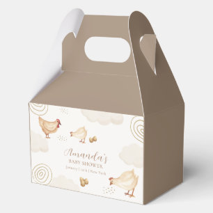Brown Boho Little Chick Hatching Soon Baby Shower Favor Boxes