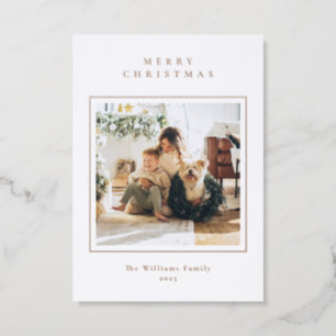 Brown Boho Modern Minimalist Christmas Letterpress Photo Cards