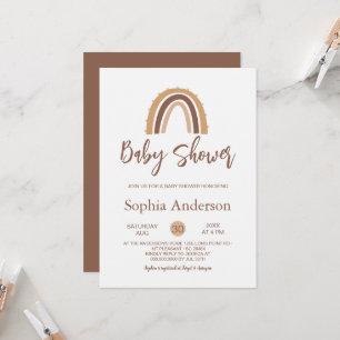 brown Boho Rainbow Baby Shower  Invitation