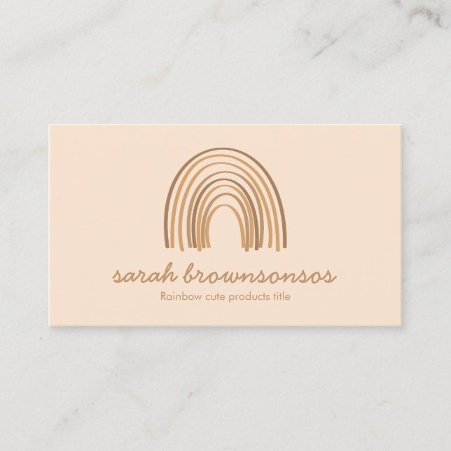Brown Boho Rainbow Nursery Business Card (Front)