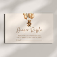 Brown Boho Teddy Bear Baby Shower Diaper Raffle