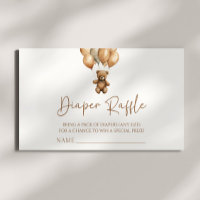 Brown Boho Teddy Bear Baby Shower Diaper Raffle