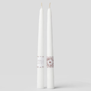 Brown Boho Watercolor Mediterranean Tile Taper Candle