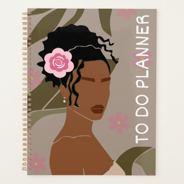 Brown Boho Woman To Do Planner (Front)