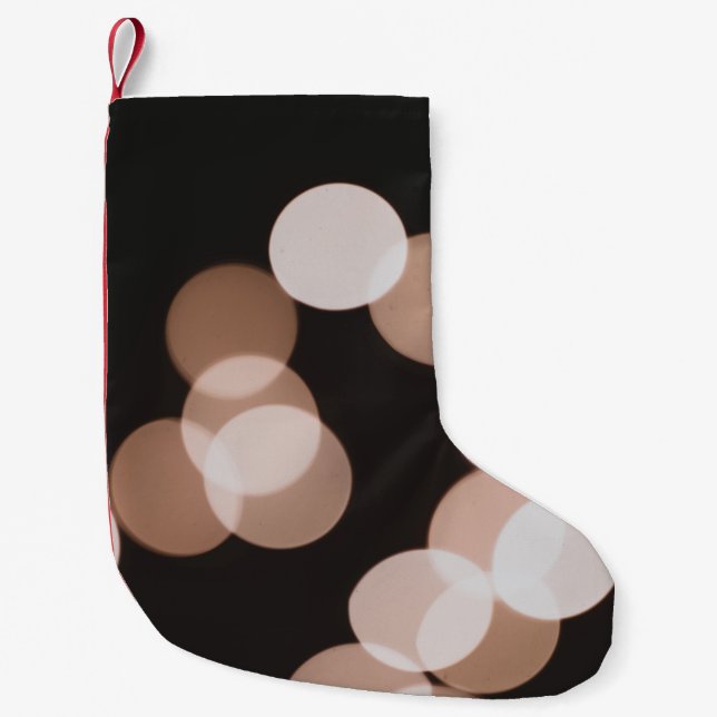 Brown bokeh lights small christmas stocking (Front)
