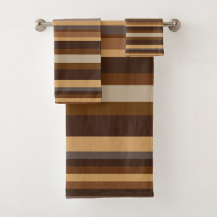 brown striped bath towels