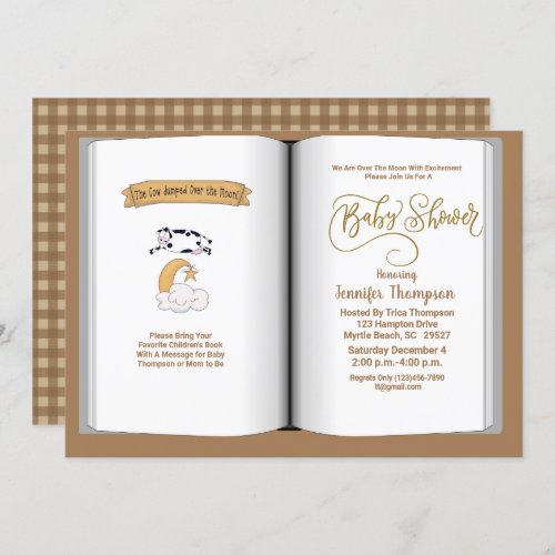 Brown Book Theme Baby Shower Invitation Neutral 