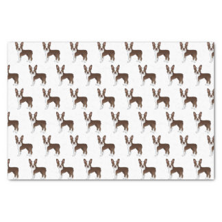 Brown Boston Terrier Cute Cartoon Dog Pattern Tissue Paper