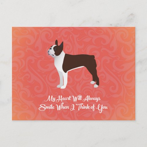 Brown Boston Terrier My Heart Will Always Smile Postcard