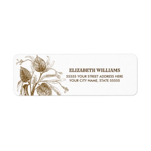 Brown Botanical Drawing Return Address Labels