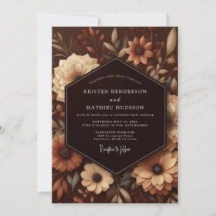 Brown Botanical Opulent Wedding Invitation