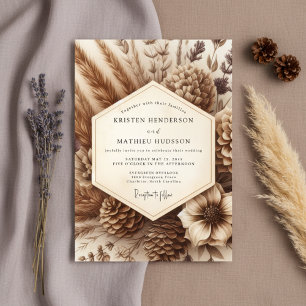 Brown Botanical Woodland Wedding Invitation