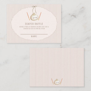 Brown Bow Asian Dumpling Diaper Raffle Baby Shower Enclosure Card