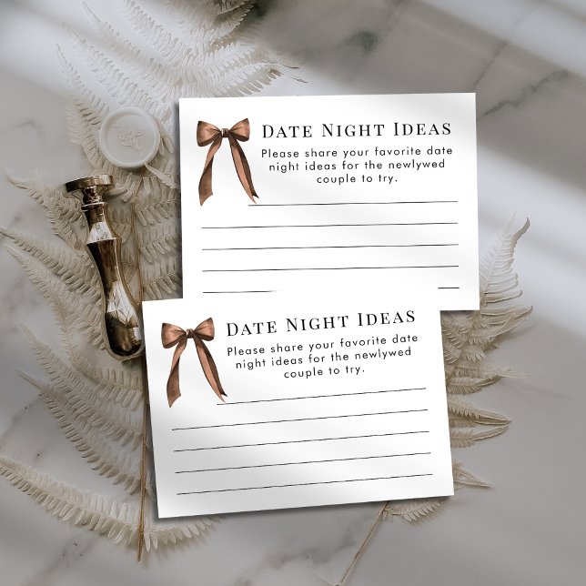 Brown Bow Date Night Ideas Bridal Shower Game Enclosure Card (Creator Uploaded)