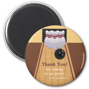 Brown Bowling Birthday Party Thank You Magnet by SpecialOccasionCards at Zazzle
