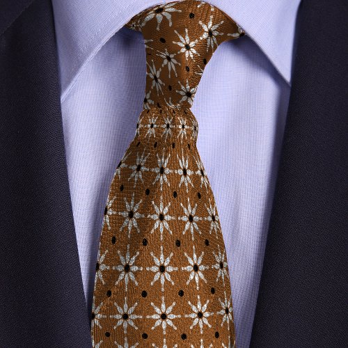 Brown Bowling Pin Flower Pattern Neck Tie