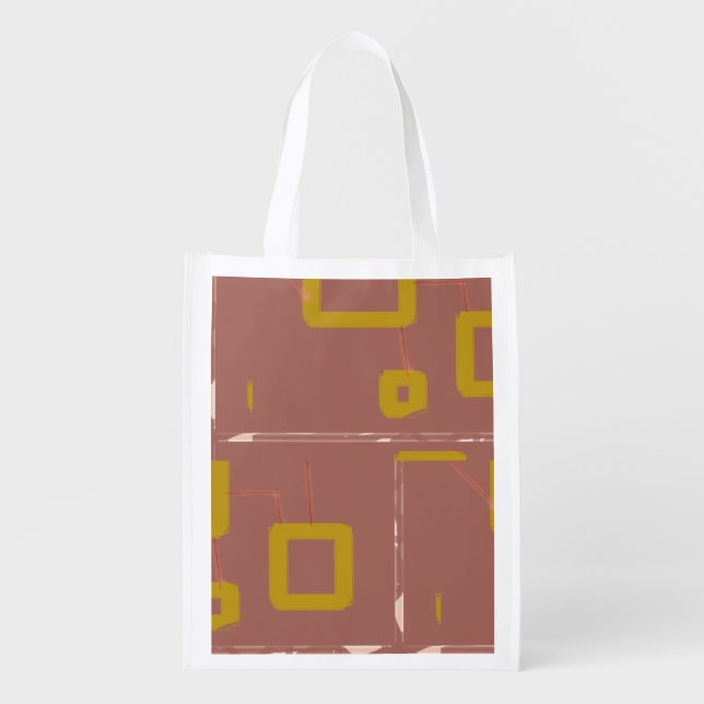 Brown Box Geometric Reusable Grocery Bag (Front)