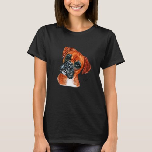 Brown Boxer Dog Portrait 1 T_Shirt