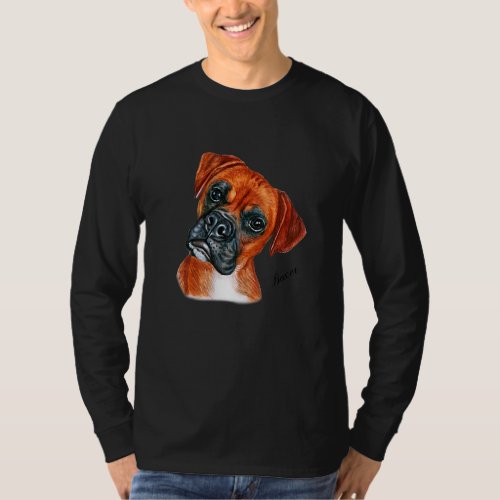 Brown Boxer Dog Portrait 1 T_Shirt