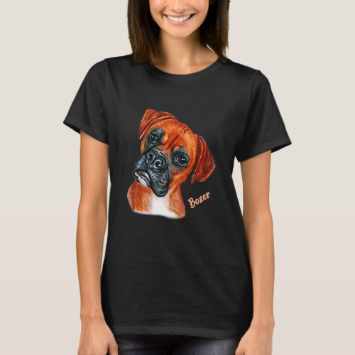 Brown Boxer Dog Portrait  T_Shirt