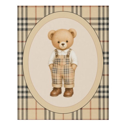 Brown Boy Teddy Bear Vintage  Faux Canvas Print