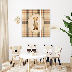 Brown Boy Teddy Bear Vintage Triptych