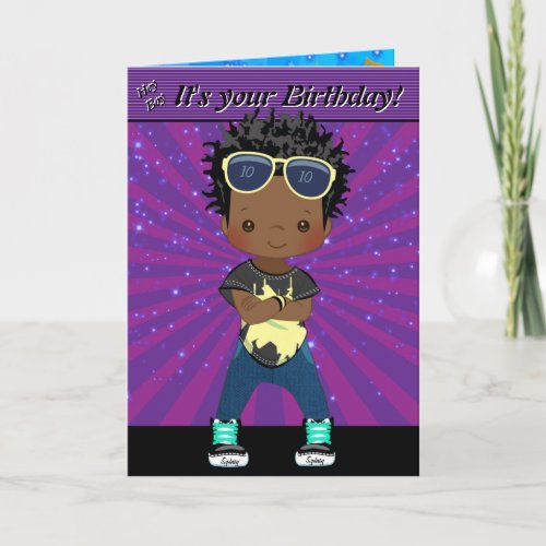 Brown Boys Hip Hop Word Search Happy Birthday Card