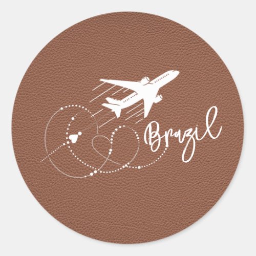 Brown Brazil Passport Classic Round Sticker