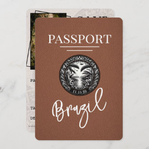 Brown Brazil Passport Save The Date