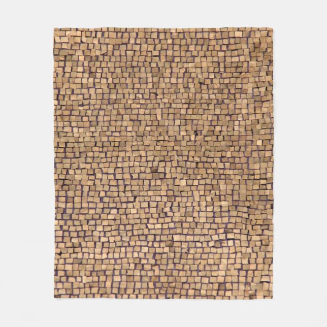 Brown brick block fleece blanket (Front)
