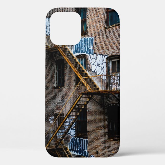 BROWN BRICK BUILDING WITH YELLOW METAL LADDER Case-Mate iPhone CASE (Back)