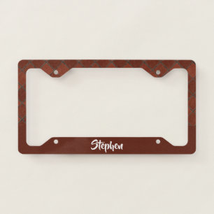 Brown brick pave pattern license plate frame