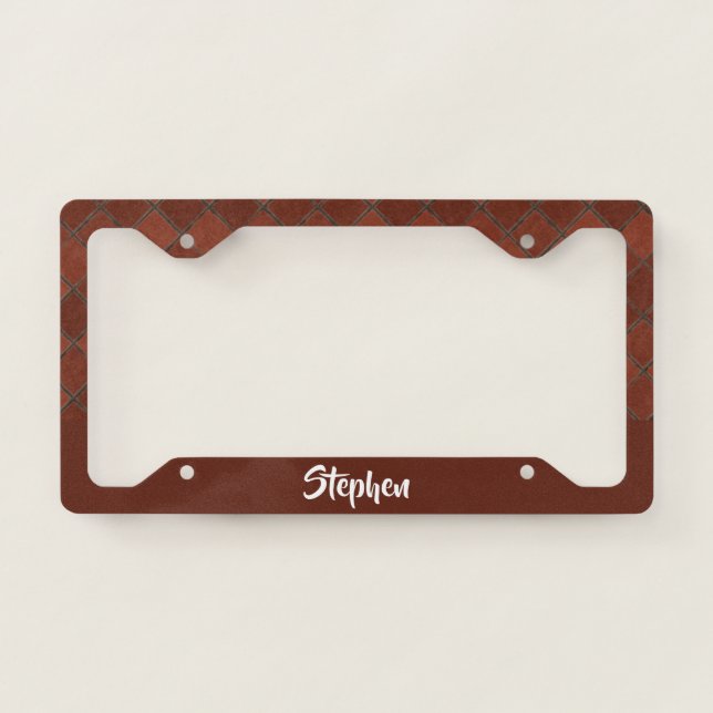 Brown brick pave pattern license plate frame (Front)