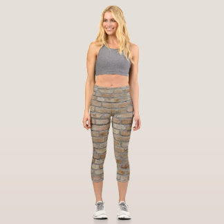 Brown Brick Wall A Novelty Design Capri Leggings