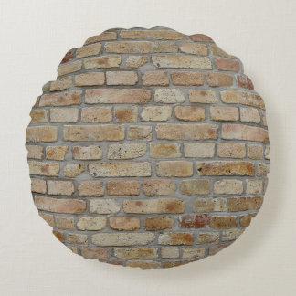 Brown Brick Wall A Novelty Design Round Pillow
