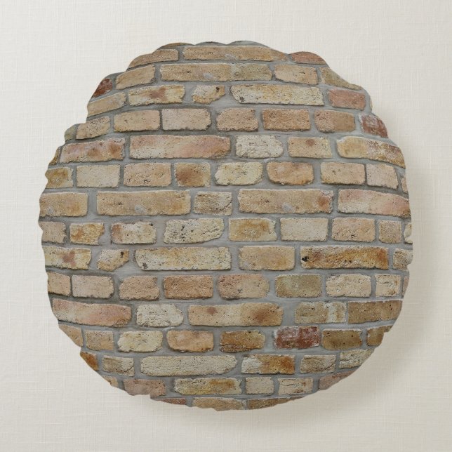 Brown Brick Wall A Novelty Design  Round Pillow (Front)