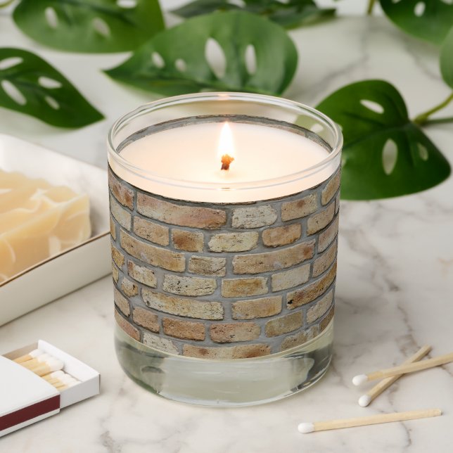 Brown Brick Wall A Novelty Design  Scented Candle (Lit)