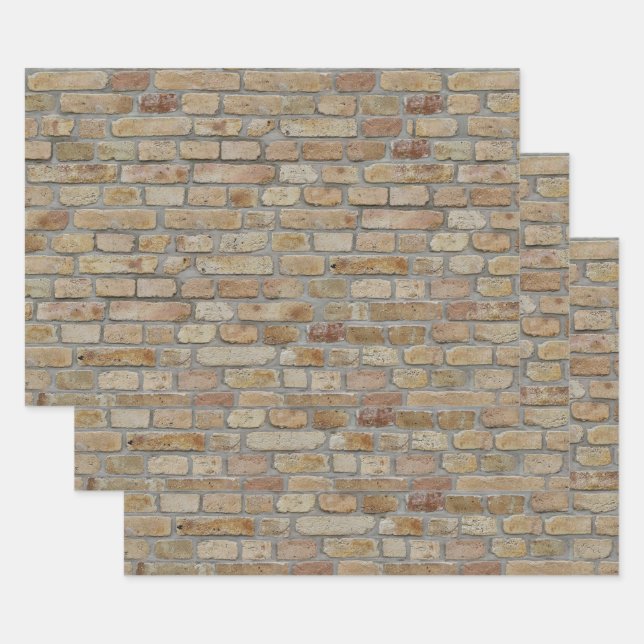 Brown Brick Wall A Novelty Design  Wrapping Paper Sheets (Set)