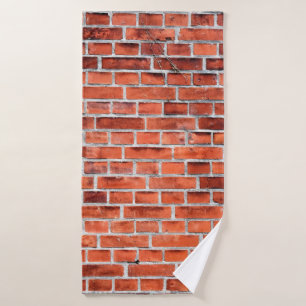 Brown brick wall bath towel