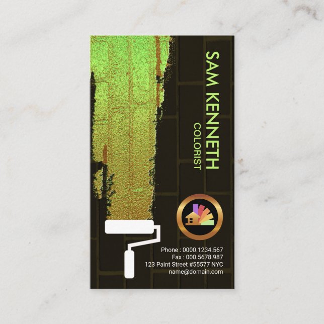 Brown Brick Wall Luminescent Paint Colorist Business Card (Front)