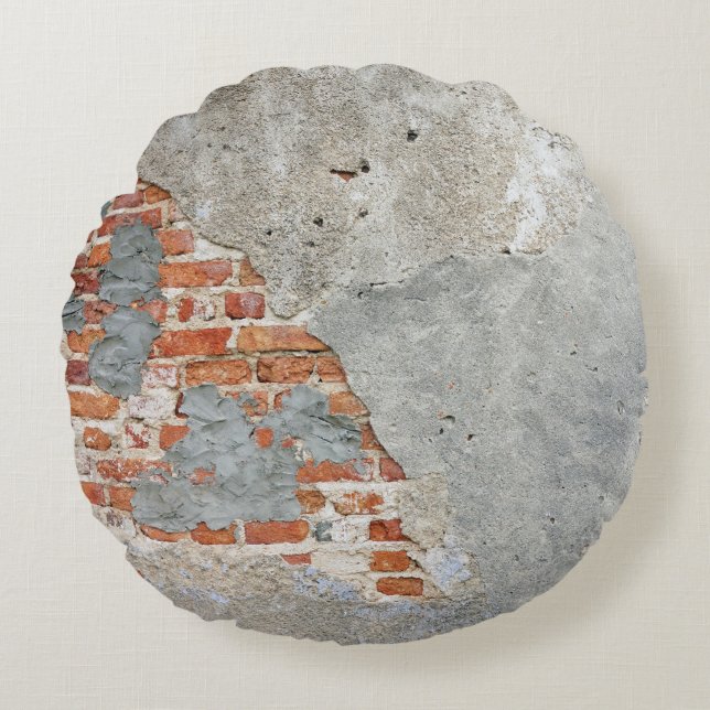 Brown brick wall round pillow (Front)