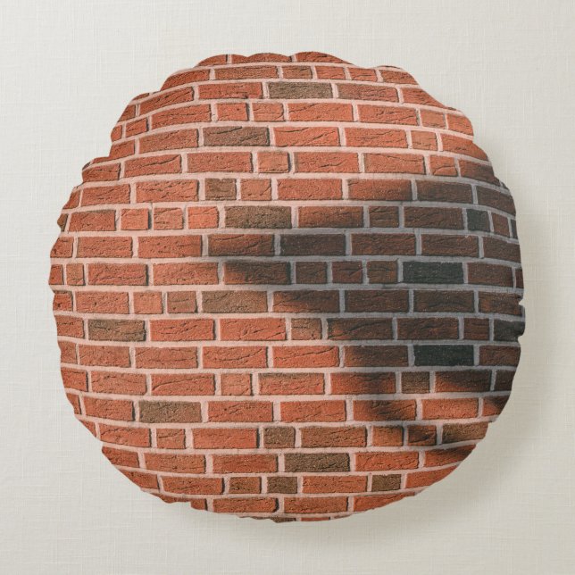 Brown brick wall round pillow (Front)