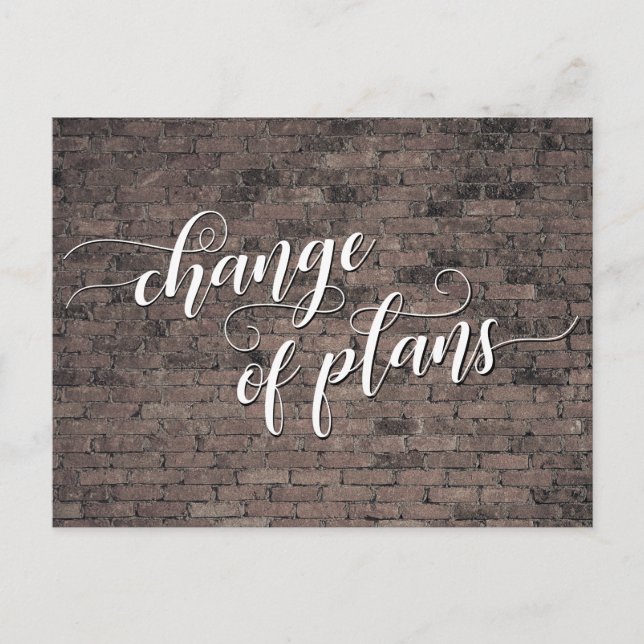 Brown Bricks Change of Plans Postponed Wedding Postcard (Front)